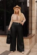 Женские широкие кожаные штаны демисезонные Fashion 54/56 черный - изображение 6