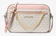 Женская сумка кросс-боди Michael Kors Jet Set Large Logo Crossbody Bag 24*5*16,5 см бело-розовая - изображение 3