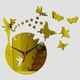 Настенные бескаркасные 3D часы Diy Butterfly с зеркальным эффектом самоклеящиеся 45 х 45 см Золотистый - изображение 1
