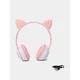 Беспроводные наушники с кошачьими ушками Cat MZ-023 Гарнитура RGB подсветкой FM microSD Розовые - изображение 3