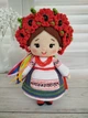 Вязаная игрушка "Украиночка в веночке с маками" интерьерная кукла, сувенир, 23 см, ручная работа, производство Украина - изображение 1