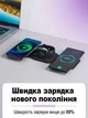 Універсальна зарядна станція MagSafe 3 в 1 безпровідна магнітна портативна підставка для телефону смартгодинника Apple Watch та навушників AirPods з ABS-пластику та силікону Чорна (CC-004) - зображення 5