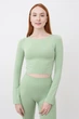 Топ вкорочений з довгим рукавом Giulia CROP TOP S/M Green-kohlrabi - изображение 1