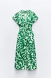 Сукня жіноча ZARA Printed Midi Dress With Belt S Зелена (25546) - изображение 3