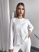 Женская пижама рубчик (м. 135) - Комплект 3-ка (кофта + топ + штаны) - M - Белый - изображение 2