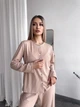 Женская пижама рубчик (м. 135) - Комплект 3-ка (кофта + топ + штаны) - S - Бежевый - изображение 2