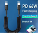Кабель быстрой зарядки пружина для авто Type-C (USB-C) на Type-C на 1 м Черный - изображение 1