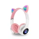 Наушники беспроводные детские Cat VZV 23M с подсветкой Bluetooth с кошачьими ушками. Цвет: розовый - изображение 1