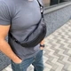 Кожаная мужская сумка нагрудная бананка слинг Grand leather - изображение 2