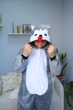 Пижама Кигуруми My Kigu Мужская Хаски с языком Серый размер S 144-155 см (21068411) - изображение 2
