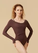 Боді розігрівочне RENE з довгим рукавом rayon rib knit, mocco, L - изображение 1