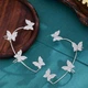 Жіночі сережки кафи зі вставками на вухо без проколу ButterflyDance, 62х48 мм, сріблясті - зображення 8