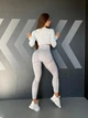 Спортивный женский костюм WOW с эффектом вываривания (рашгард + леггинсы) для фитнеса и йоги PUSH UP XS-S Светло-серый (SX08S) - изображение 13