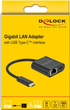 Adapter Delock USB Type-C to Gigabit LAN RJ45 PD Black (4043619666447) - obraz 3