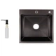 Кухонная мойка интегрированная + дозатор Lidz H5050B 3.0/1.0 мм Brush Black (LDH5050BPVD3008) - изображение 1