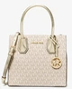 Жіноча сумка крос-боді Michael Kors Mercer Medium Signature Logo and Metallic Accordion Crossbody Bag 22,2*19*10,2 см білий/золото лого - зображення 1