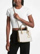 Жіноча сумка крос-боді Michael Kors Mercer Medium Signature Logo and Metallic Accordion Crossbody Bag 22,2*19*10,2 см білий/золото лого - зображення 3