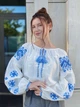 Вишита блуза жіноча "Шанталь" молочна вишиванка на лляній тканині з блакитною вишивкою 12791-46 (M) - зображення 2