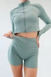 Жіночий комплект для спорту Soft, midnight green (топ, шорти, кофта на застібку) - XL - зображення 4