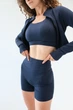 Жіночий комплект для спорту Soft, blue (топ, шорти, кофта на застібку) - XL - зображення 5