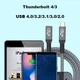 Кабель подовжувач Type-C – Type-C USB 4.0 Gen2 PD 240W Thunderbolt 4 0.2 м Сірий - зображення 6
