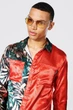 Рубашка Boohoo Tall Satin Palm Print Spliced ​​Червоний L AMM01998 - зображення 3