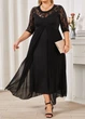 Женское длинное платье с шифоновий юбкой-накидкой Без бренду Черное 14223 4XL (на укр 54-56) - изображение 1