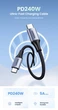 Кабель PD3.1 USB-C 240W UGREEN US535 Type-C для Type-C для швидкого заряджання ноутбука, планшета, телефона 5А 48V Supercharge Space Grey 2m (90440) - зображення 2