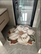 Декоративний килимок 3D круглий 80 см коричневий квіти для кухні коридору передпокою ванної спальні (2022) - зображення 3