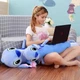 Мягкая игрушка Стич Батон 95 см, большая плюшевая детская игрушка подушка Длинный Стич, Синий - изображение 5