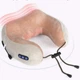 Вибромассажная дорожная подушка, тревел подушка-массажер U-Shaped Massage Pillow, массажная подушка для шеи с USB зарядкой, серый с коричневым - изображение 12