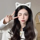 Ободок обруч для волос с ушками кошки плюшевый 1 шт. Белый - изображение 8