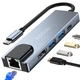 Багатопортовий USB Type-C хаб Addap MH09, розгалужувач для ноутбука 5в1: 2 x USB 3.0 / USB-C / HDMI / Ethernet 100mbps - зображення 1