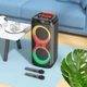 Чёрная портативная колонка-караоке HOCO HA7 с двумя микрофонами, поддержкой Bluetooth версии 5.0 и RGB-подсветкой. - изображение 6