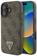 Панель Guess Hardcase Leather 4G Triangle Strass для Apple iPhone 16 Plus Brown (GUHCP16MP4TDPW) - зображення 1