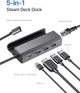 Док-станция JSAUX для Steam Deck/ROG Ally/Legion Go Dock, 5-в-1 HDMI 4K@60Hz, 100Mbps Ethernet, USB-A и 100 Вт USB-C (HB0602) - изображение 2