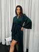 Женская пижама (халат+ночная рубашка) теплая велюр XL-XXL Изумрудный - изображение 5