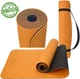 Коврик для йоги и фитнеса TECOFIT TPE 183x61x0.6 см Оранжево-черный + чехол-сумка в подарок (TOP18013825/4) - изображение 1