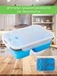 Ланч бокс на 3 секції зі столовим приладом складний Collapsible Silicone 5800 на 1100 мілілітрів Синій - зображення 6