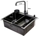 Мойка из нержавеющей стали AQUAMILL 6050 с PVD покрытием черная + смеситель GRAND + дозатор + решетка + ринзер - изображение 2