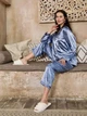 Атласна брючна піжама в класичному стилі "Romantic Collection", Блакитний, М - зображення 2