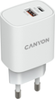 Ładowarka sieciowa Canyon H-20-04 PD QC 3.0 USB-A USB-C White (CNE-CHA20W04) - obraz 1