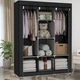Шафа тканинна розкладна 130*45*175см Stenson R93320 (black) - изображение 4