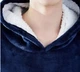 Плед толстовка с капюшоном плюшевый Huggle Hoodie синий теплый мягкий худи с карманом на флисе 80х100 см - изображение 7