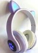 Бездротові навушники з підсвічуванням CAT JST-28 Bluetooth фіолетові для комп'ютера котячі вушка microSD AUX - зображення 3