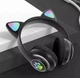 Бездротові навушники з підсвічуванням CAT JST-28 Bluetooth чорні для комп'ютера котячі вушка microSD AUX - зображення 1