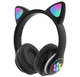 Бездротові навушники з підсвічуванням CAT JST-28 Bluetooth чорні для комп'ютера котячі вушка microSD AUX - зображення 3