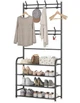 Універсальна вішалка для одягу та взуття пересувна New simple floor clothes rack 60X29.5X151 см чорна - зображення 1
