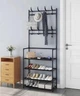 Універсальна вішалка для одягу та взуття пересувна New simple floor clothes rack 60X29.5X151 см чорна - зображення 3