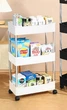 Кухонная этажерка полка на колесиках, стеллаж мобильный на 3 полки с крючками в ванную, офис 61х40х22 см Белый - изображение 4